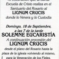 Festividad de la exaltación de la Santa Cruz - Lignum Crucis 2016